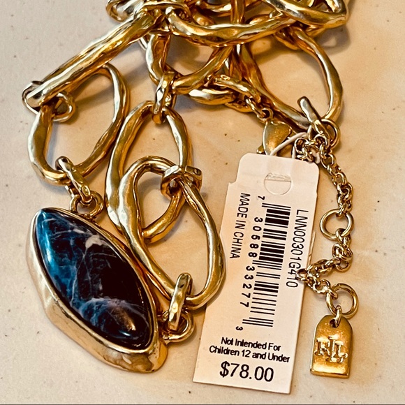 Ralph Lauren Gold Link lapis stone necklace - Picture 8 of 8